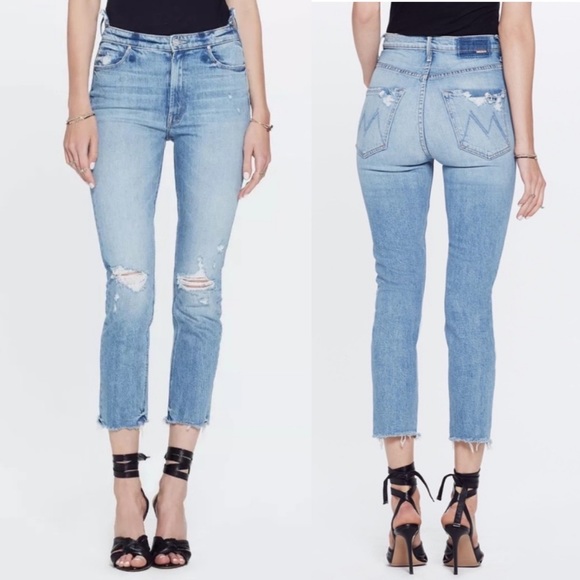 MOTHER SUPERIOR The Dazzler Shift Chew Jean Misbeliever Straight Crop Boho Sz 25 - Picture 3 of 13